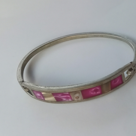 Vintage alpaca silver inlaid bangle - Picture 2 of 2